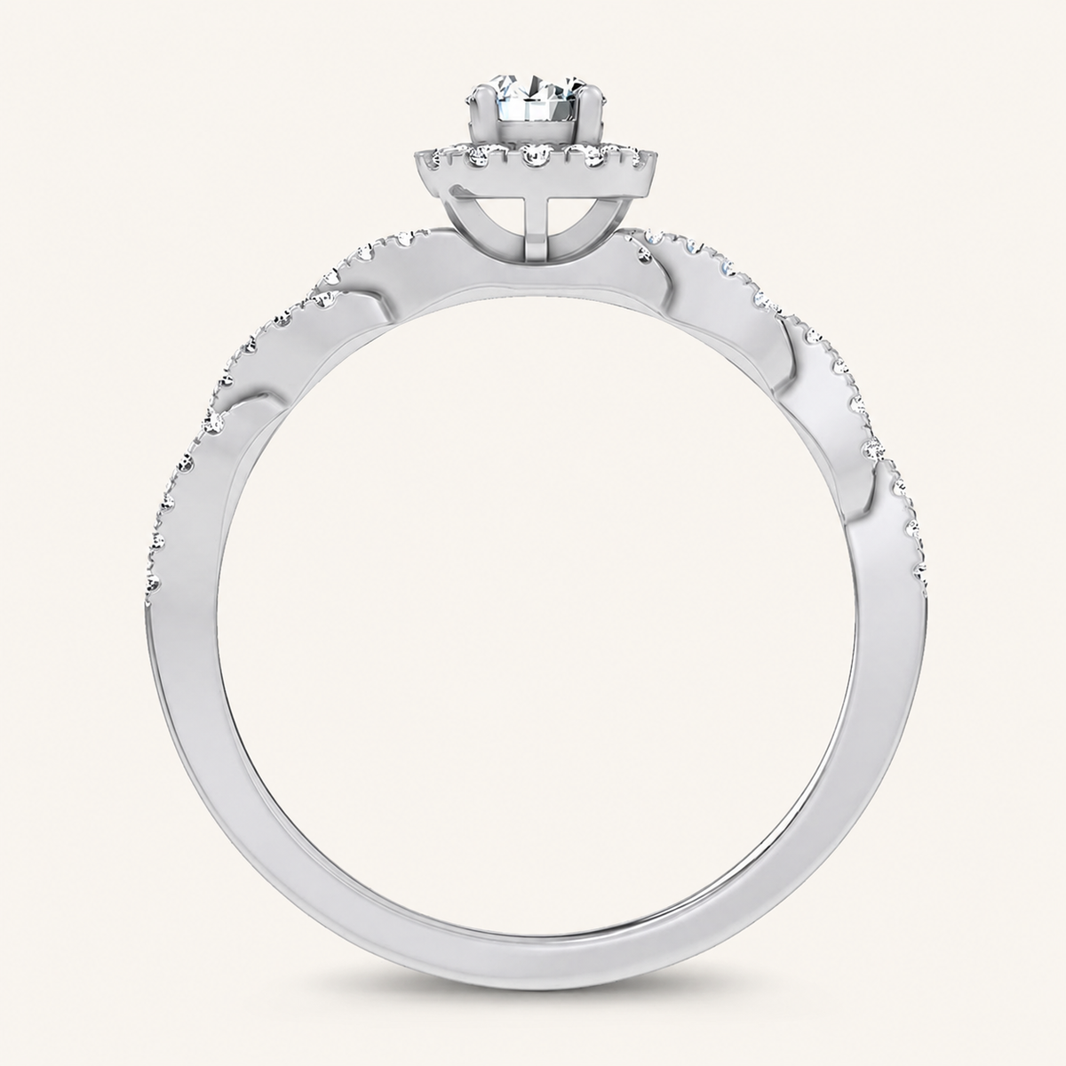0.33CT Round Cut Certified Lab Grown Diamond Halo Side Stone Ring