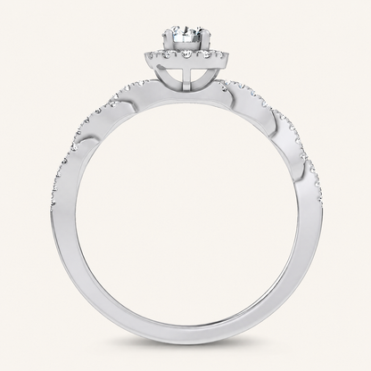 0.33CT Round Cut Certified Lab Grown Diamond Halo Side Stone Ring