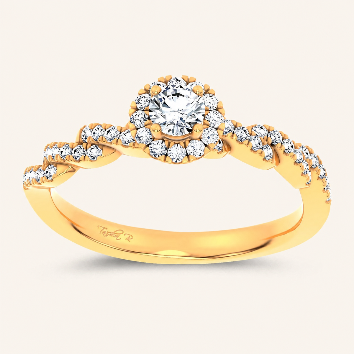 0.33CT Round Cut Certified Lab Grown Diamond Halo Side Stone Ring