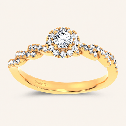 0.33CT Round Cut Certified Lab Grown Diamond Halo Side Stone Ring