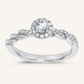 0.33CT Round Cut Certified Lab Grown Diamond Halo Side Stone Ring