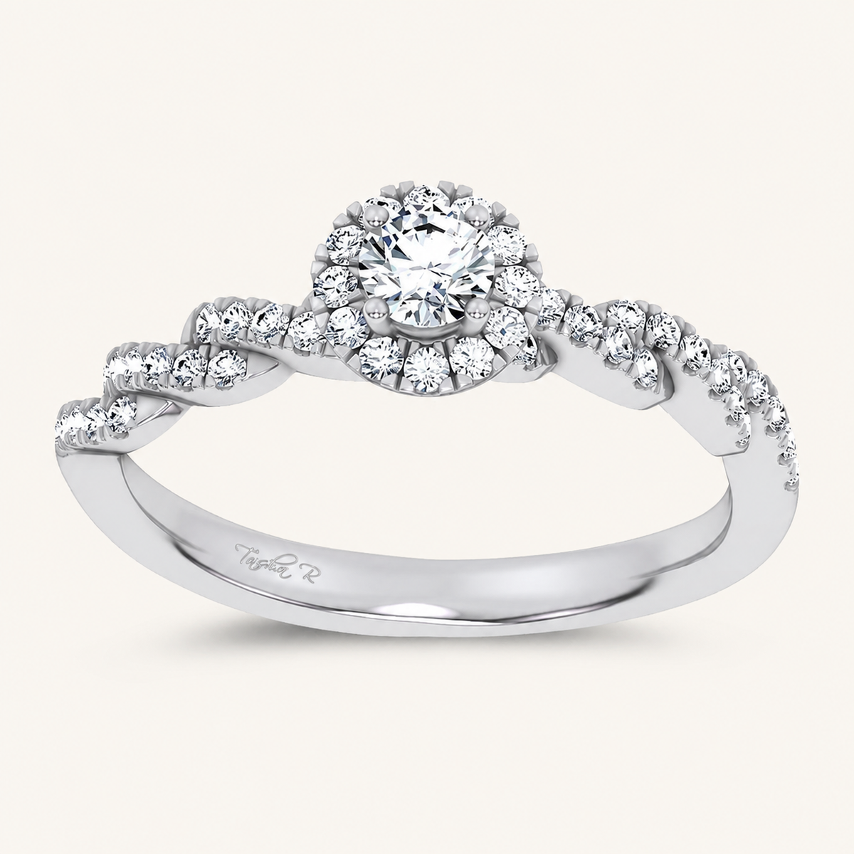 0.33CT Round Cut Certified Lab Grown Diamond Halo Side Stone Ring