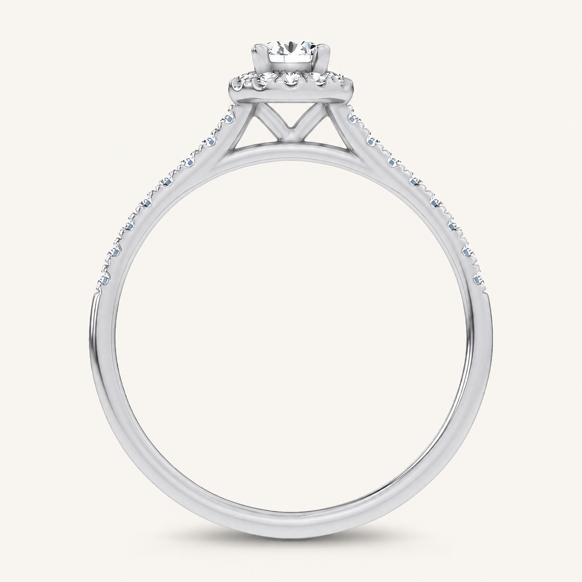 0.4CT Round Cut Certified Lab Grown Diamond Promise Halo Side Stone Ring