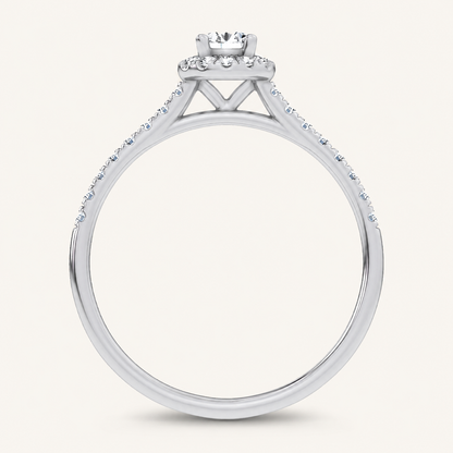 0.4CT Round Cut Certified Lab Grown Diamond Promise Halo Side Stone Ring