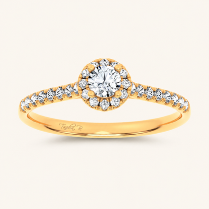 0.4CT Round Cut Certified Lab Grown Diamond Promise Halo Side Stone Ring