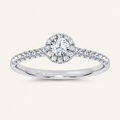 0.4CT Round Cut Certified Lab Grown Diamond Promise Halo Side Stone Ring