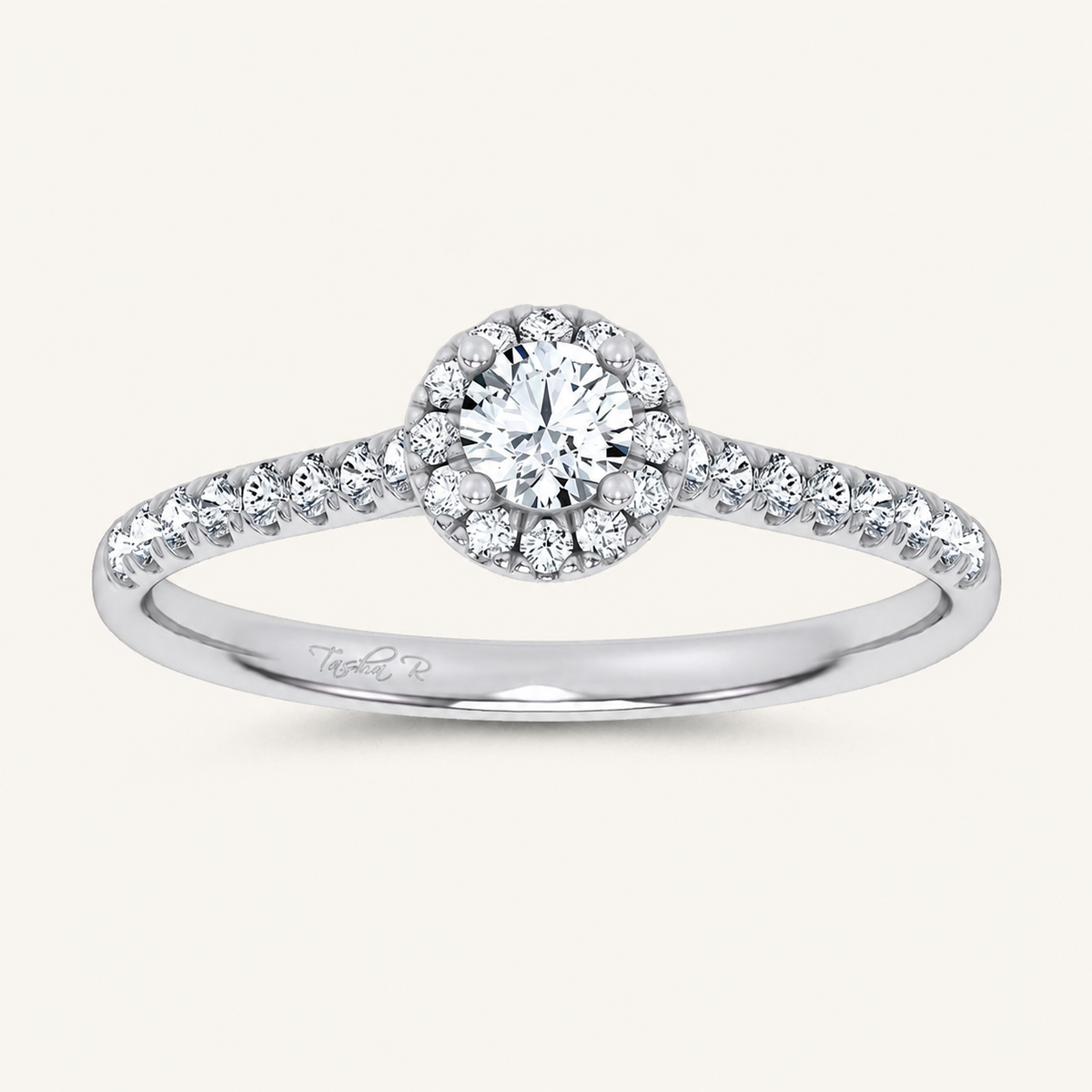 0.4CT Round Cut Certified Lab Grown Diamond Promise Halo Side Stone Ring