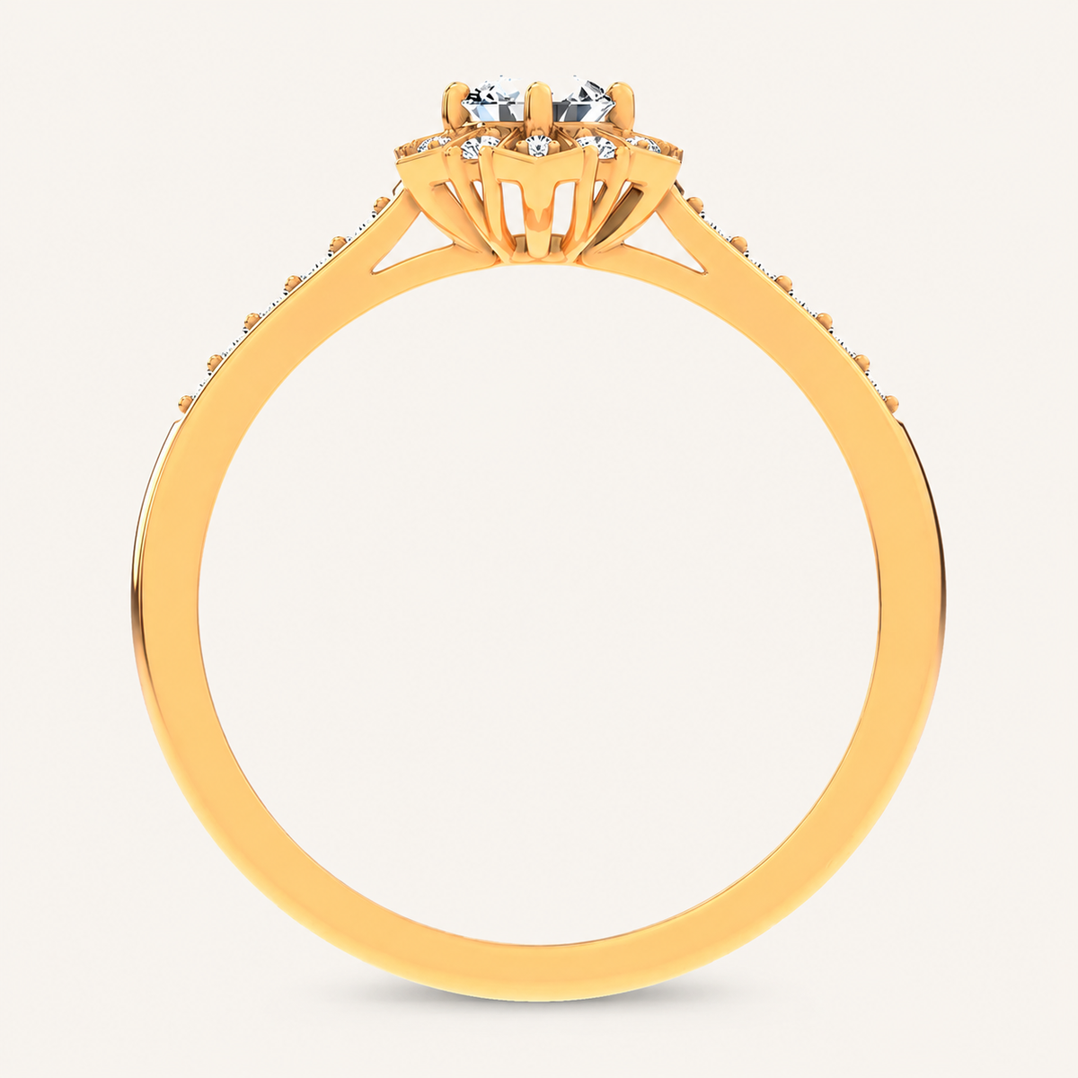 0.50CT Round Cut Lab Grown Diamond Halo Side Stone Ring