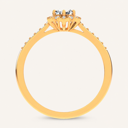 0.50CT Round Cut Lab Grown Diamond Halo Side Stone Ring