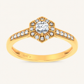 0.50CT Round Cut Lab Grown Diamond Halo Side Stone Ring
