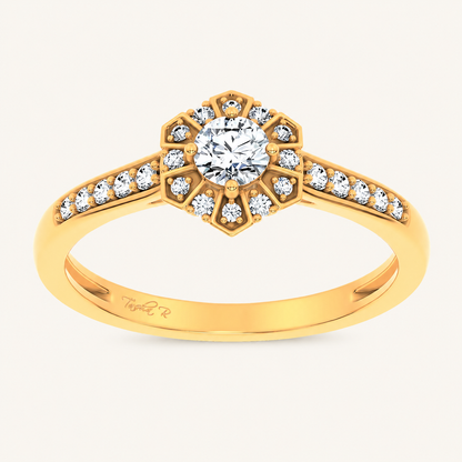 0.50CT Round Cut Lab Grown Diamond Halo Side Stone Ring