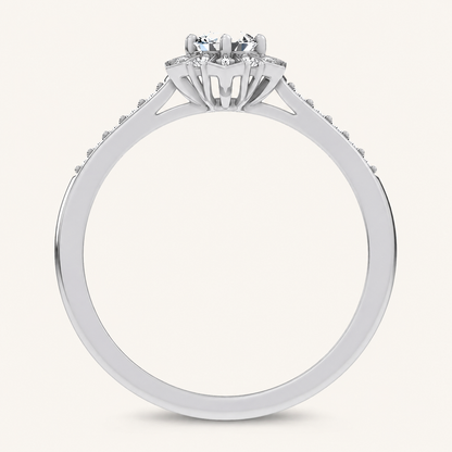 0.50CT Round Cut Lab Grown Diamond Halo Side Stone Ring