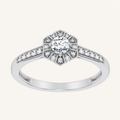 0.50CT Round Cut Lab Grown Diamond Halo Side Stone Ring
