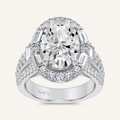 6.55CT Oval Cut Certified Lab Grown Diamond Halo Side Stone Ring