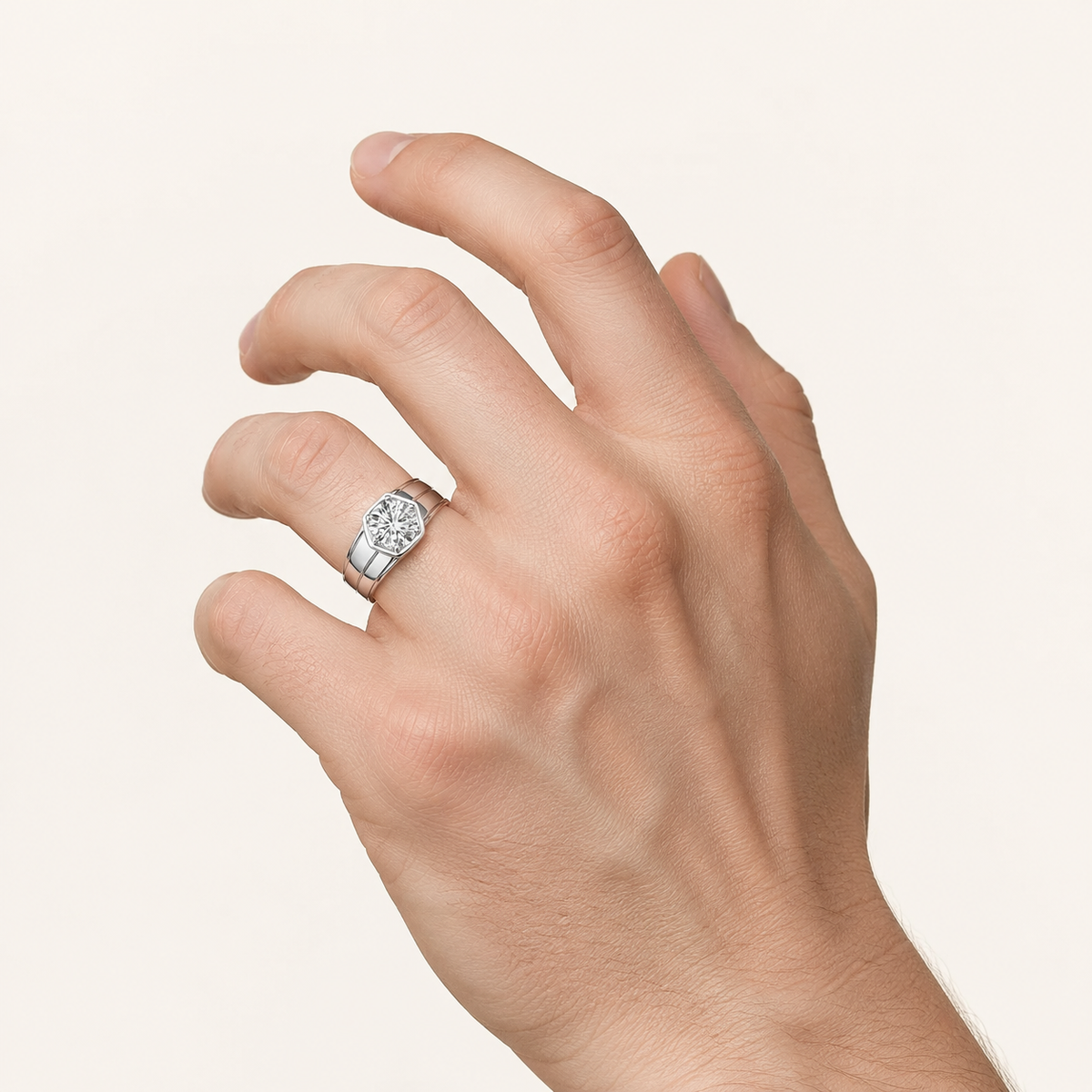 2CT Round Cut Lab Grown Diamond Solitaire Men's Ring