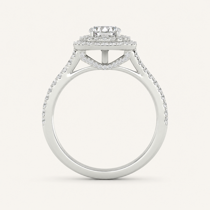 2CT Oval Cut Lab Grown Diamond Double Halo Side Stone Ring