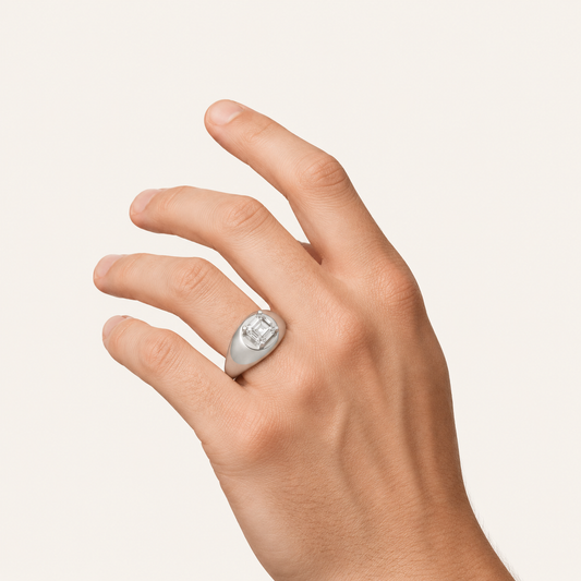 3.00 CT Emerald Cut Lab Grown Diamond Solitaire Men's Ring
