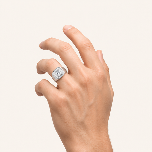 2CT Emerald Cut Lab Grown Diamond Solitaire Men's Ring