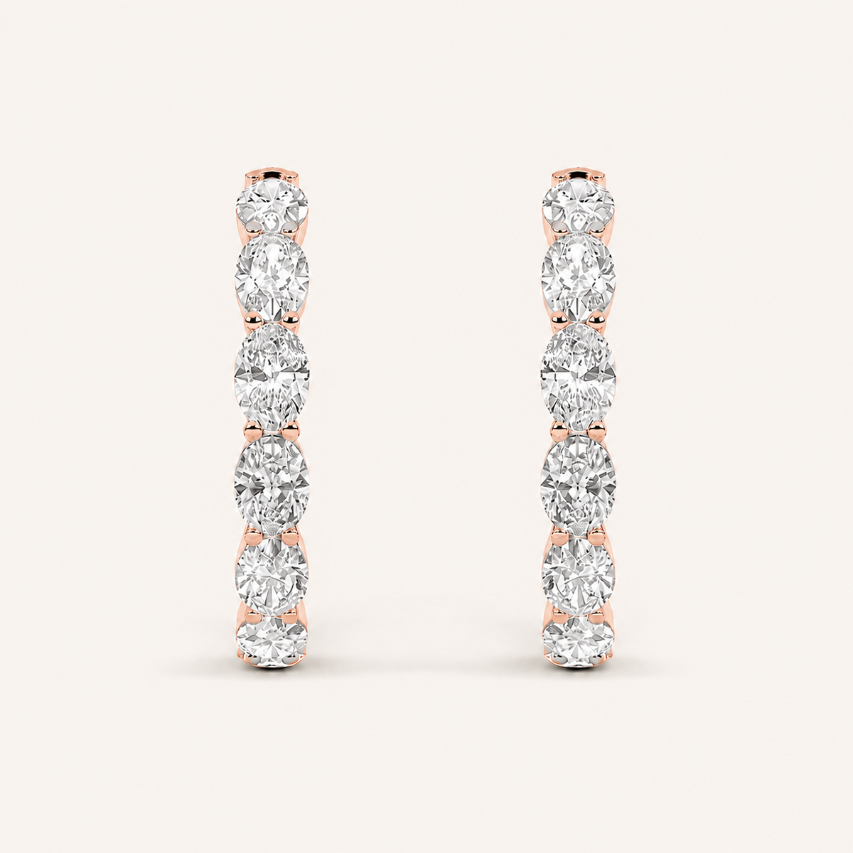 7CT Oval Cut Diamond Inside Out Hoop Earrings