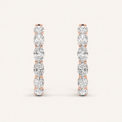 8CT Oval Cut Lab Grown Diamond InsideOut Hoop Earrings