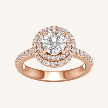 2CT Round CutLab Grown Diamond Double Halo Side Stone Ring