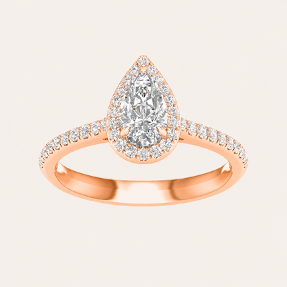 1CT Pear Cut Lab Grown Diamond Halo Side Stone Ring