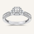 0.55CT Princess Cut Certified Lab Grown Diamond Promise Halo Side Stone Ring