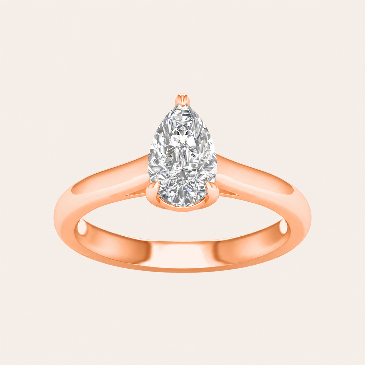 1.00CT Pear Cut Lab Grown Diamond Solitaire Ring