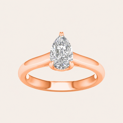 1.00CT Pear Cut Lab Grown Diamond Solitaire Ring