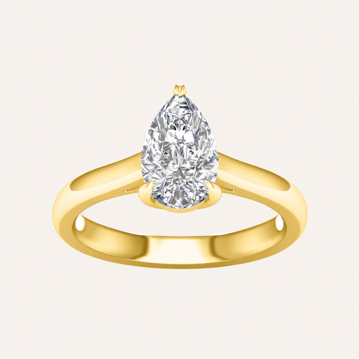 1.00CT Pear Cut Lab Grown Diamond Solitaire Ring