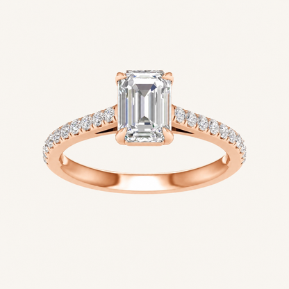 1.25CT Emerald Cut Lab Grown Diamond Side Stone Ring