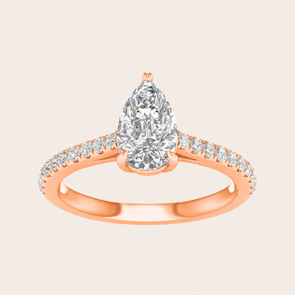 1.25CT Pear Cut Lab Grown Diamond Side Stone Ring