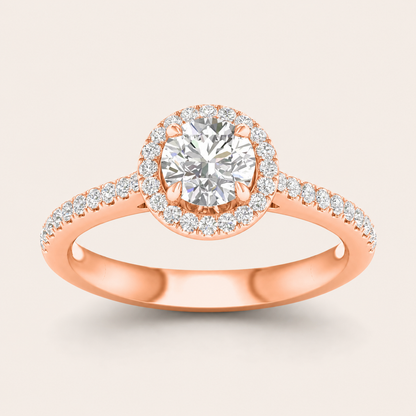 1.25CT Round Cut Lab Grown Diamond Halo Side Stone Ring