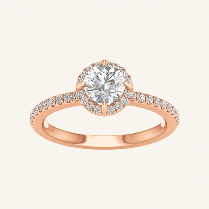 1.25CT Round Cut Lab Grown Diamond Halo Side Stone Ring