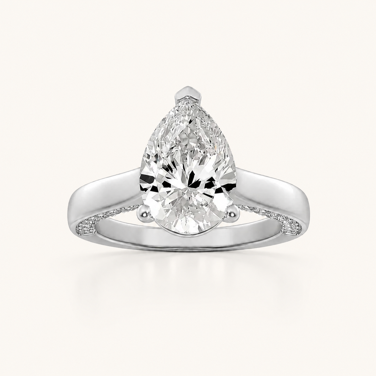 1.25 CT Pear Cut Lab Grown Diamond Side Stone Ring