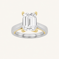 3CT Emerald Cut Lab Grown Diamond Two Tone Solitaire Ring