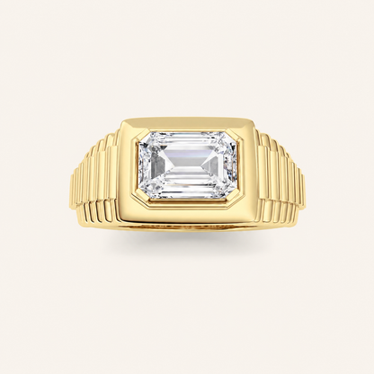 2.5CT Emerald Cut Lab Grown Diamond Solitaire Men's Ring