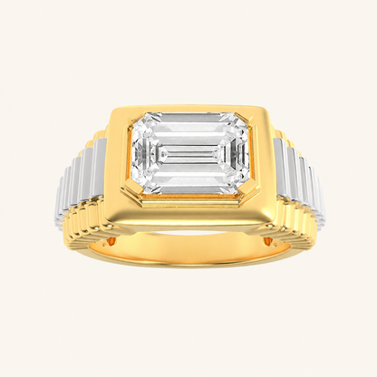 2.5CT Emerald Cut Lab Grown Diamond Solitaire Men's Ring