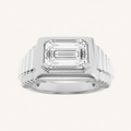 2.5CT Emerald Cut Lab Grown Diamond Solitaire Men's Ring