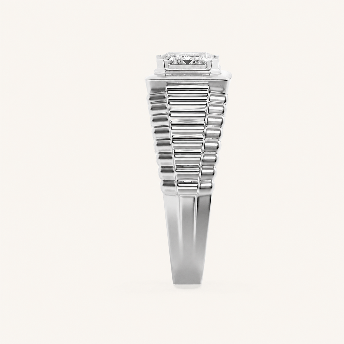2.5CT Emerald Cut Lab Grown Diamond Solitaire Men's Ring