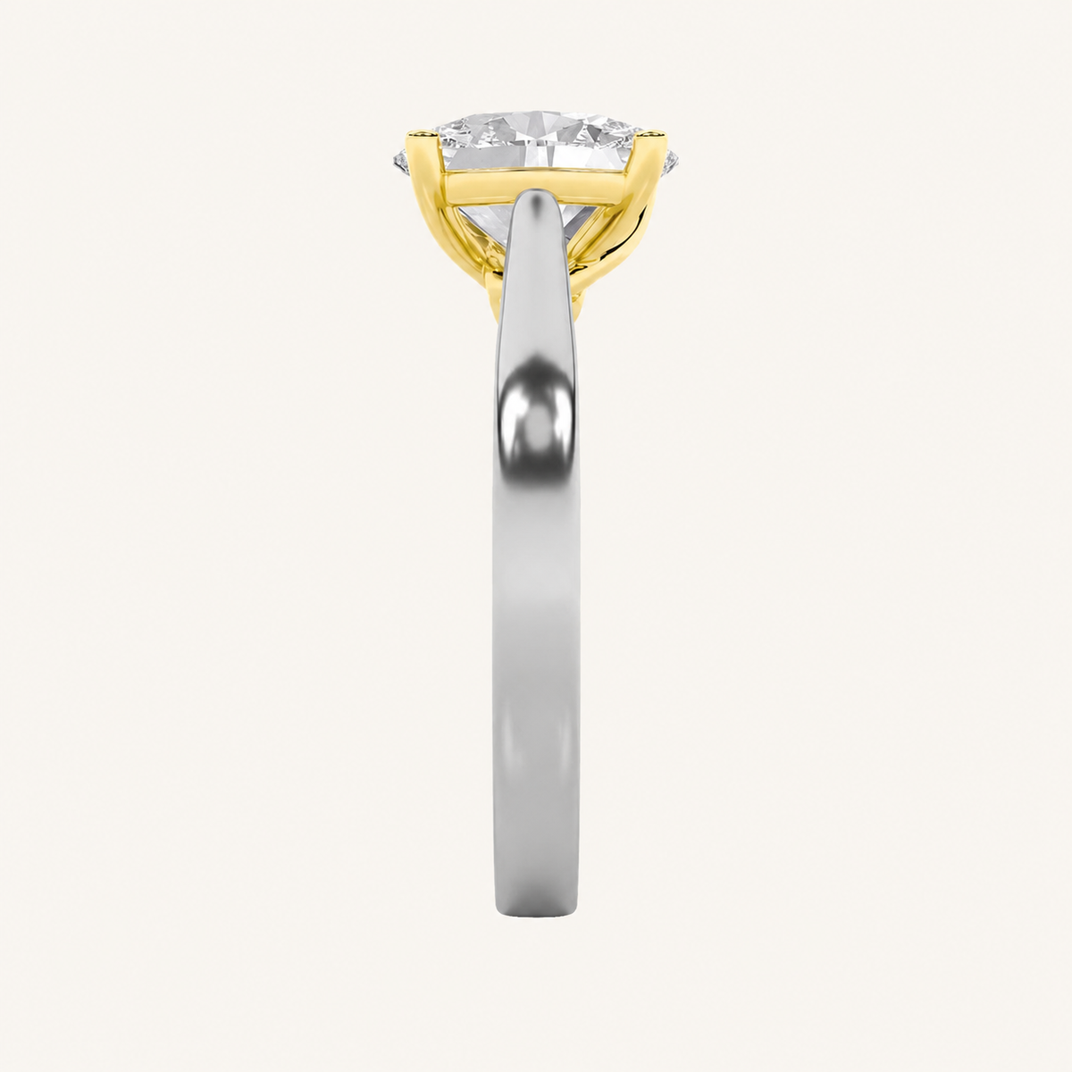 1CT Oval Cut Lab Grown Diamond Two Tone Solitaire Ring