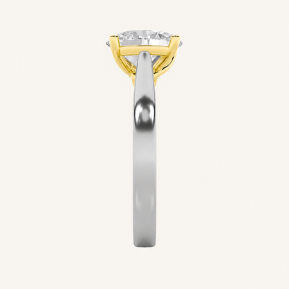 1CT Oval Cut Lab Grown Diamond Two Tone Solitaire Ring