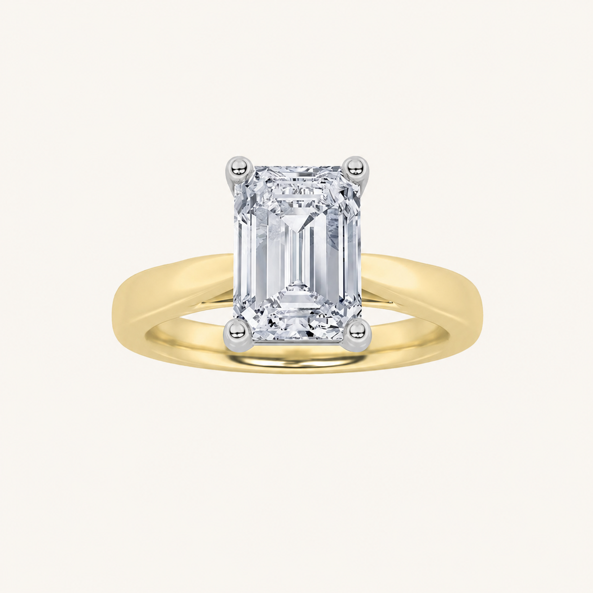 2CT Emerald Cut Lab Grown Diamond Solitaire Ring