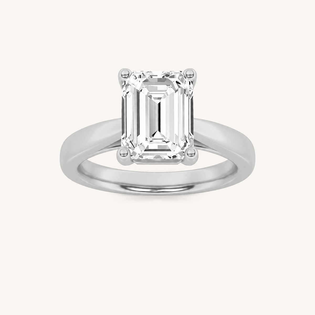 2CT Emerald Cut Lab Grown Diamond Solitaire Ring