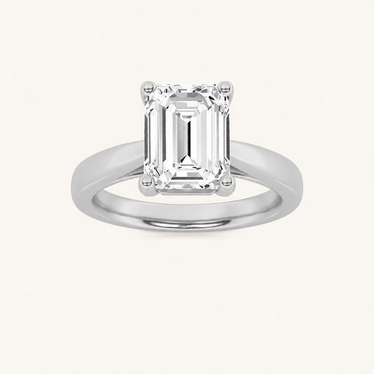 2CT Emerald Cut Lab Grown Diamond Solitaire Ring