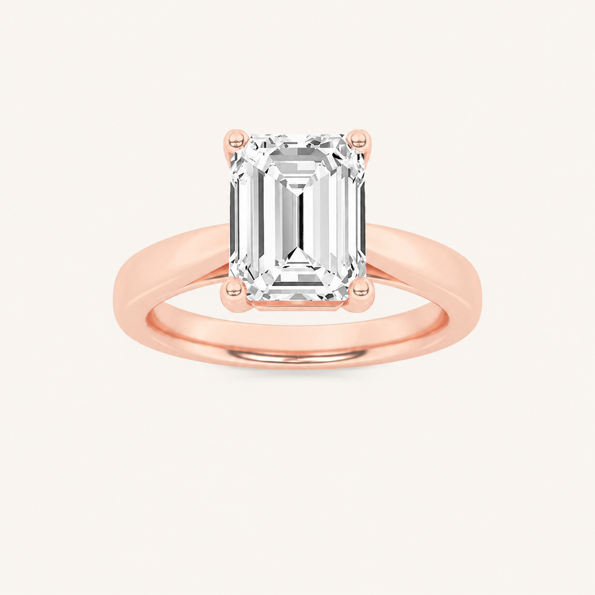 2CT Emerald Cut Lab Grown Diamond Solitaire Ring