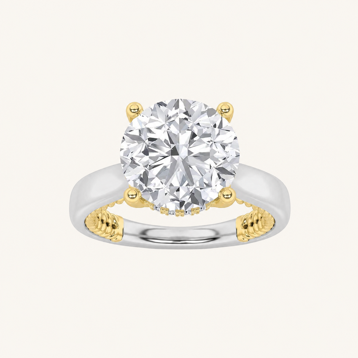 3.5CT Round Cut Lab Grown Diamond Hidden Halo Ring