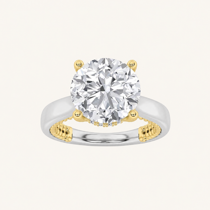 3.5CT Round Cut Lab Grown Diamond Hidden Halo Ring