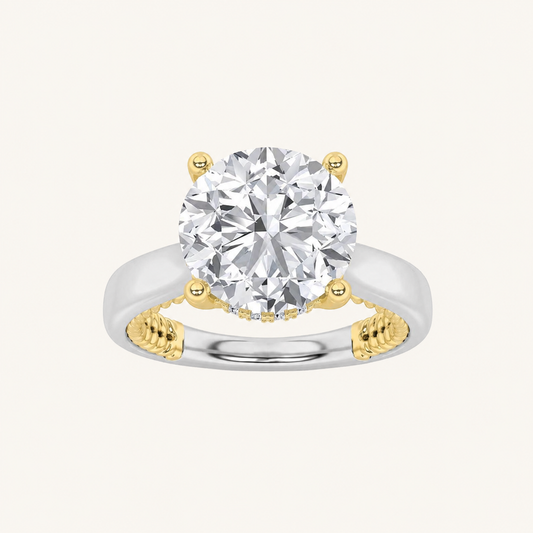 3.5CT Round Cut Lab Grown Diamond Hidden Halo Ring