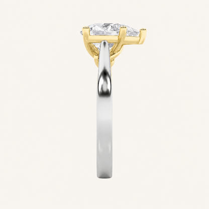 1CT Pear Cut Lab Grown Diamond Two Tone Solitaire Ring